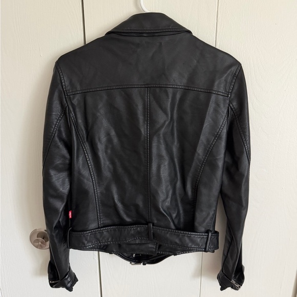 Levi's Women's Faux Black Leather Moto Jacket, Size Small - Picture 2 of 9